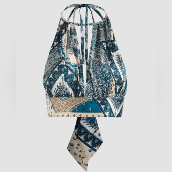 Cider Tops - Cider Boho Paisley Backless Tie Back Cami Tank Top Medium NWT